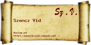 Szencz Vid névjegykártya